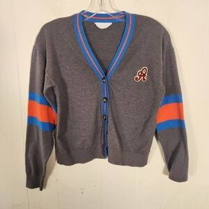Rockets Of Awesome Gray Blue Orange Letterman A Cardigan Size 14